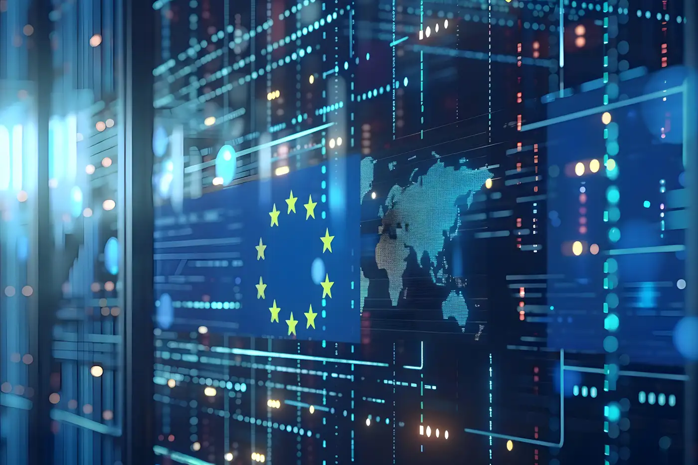 Illustration symbolisant la conformité RGPD et la protection des données en Europe dans le cadre de la sauvegarde immuable