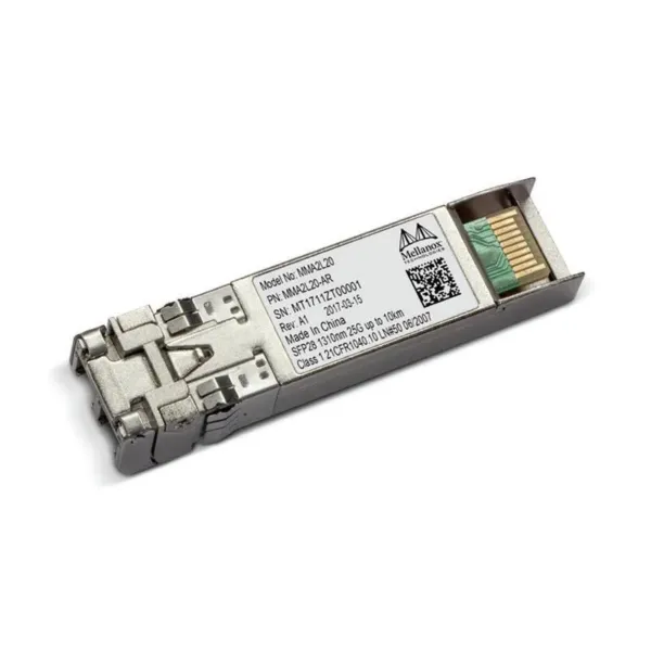 Module transceiver Mellanox MMA2L20-AR SFP28 25GbE LR original, vue connecteur LC