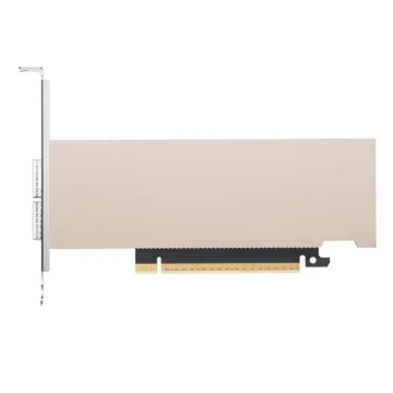 Carte réseau NVIDIA ConnectX-8 SuperNIC vue de côté avec double port, connecteur PCIe et équerre pleine hauteur