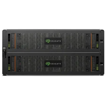 Face avant du Seagate Exos X 5U84 avec 84 baies disques SAS ou SSD 3.5/2.5 pouces