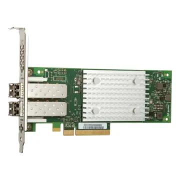 Carte HBA Marvell QLogic QLE2692 double port Fibre Channel 16Gb avec transceivers optiques SR, dissipateur thermique blanc et équerre pleine hauteur