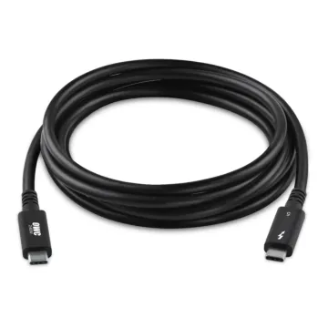 OWCCBLTB5C2.0M - câble OWC Thunderbolt 5 USB-C 2.0 m noir câble longue portée USB-C vers USB-C marquage 240W vue complète câble long enroulé