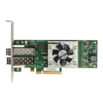 Carte HBA Marvell QLogic QLE2672 double port Fibre Channel 16Gb avec transceivers optiques SR, ventilateur et équerre pleine hauteur