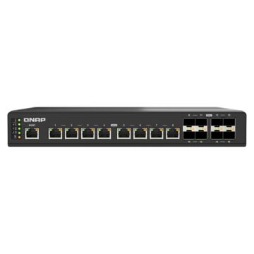 Switch industriel QNAP QSW-IM3216-8S8T avec 16 ports 10GbE, 8 SFP+, 8 RJ45, boîtier IP20, QSS, température étendue et montage DIN