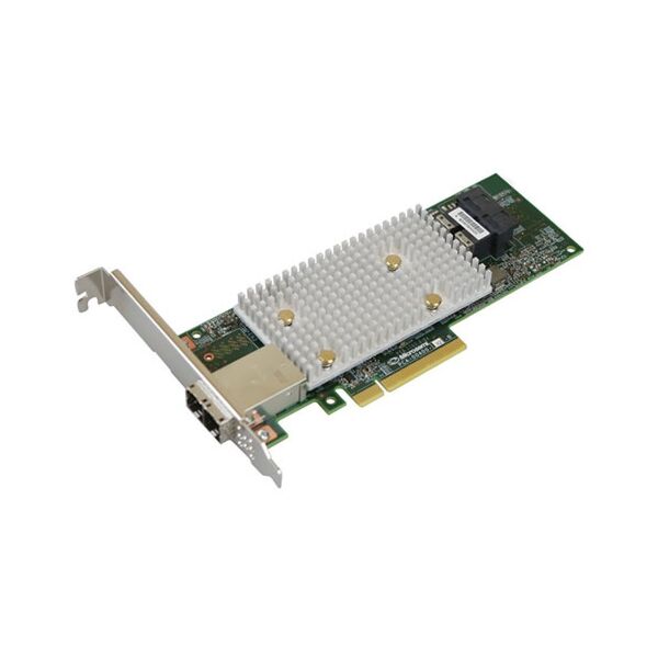 Adaptateur de bus hôte hybride Adaptec HBA 1100-8i8e avec connecteurs internes et externes Mini-SAS HD.