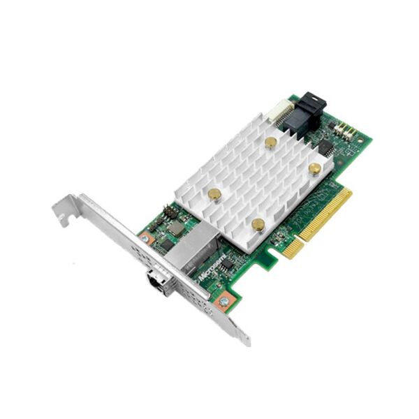 Adaptateur de stockage Adaptec SmartHBA 2100-4i4e avec ports interne Mini-SAS HD et externe Mini-SAS HD.