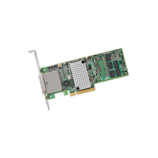 Contrôleur RAID externe LSI MegaRAID SAS 9286-8e Series en format demi-hauteur avec dissipateur thermique et interface PCIe 3.0.