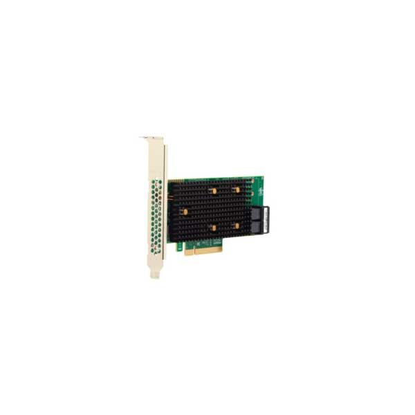 Vue de l'adaptateur Broadcom HBA 9400-8i montrant les deux connecteurs internes SFF-8643.