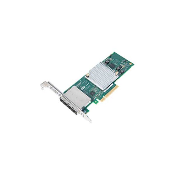 Adaptateur de bus hôte Adaptec HBA 1000-16e avec quatre ports Mini-SAS HD externes.