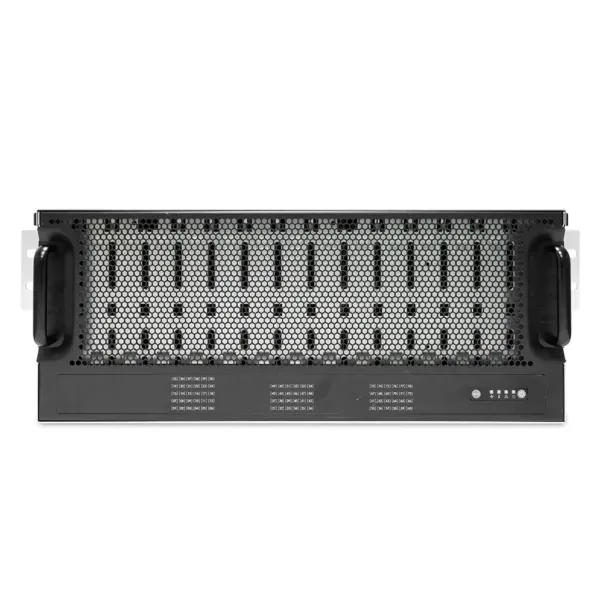 Vue avant du JBOD AIC XJ1-40782-04 avec 78 baies 3.5" au format rack 4U