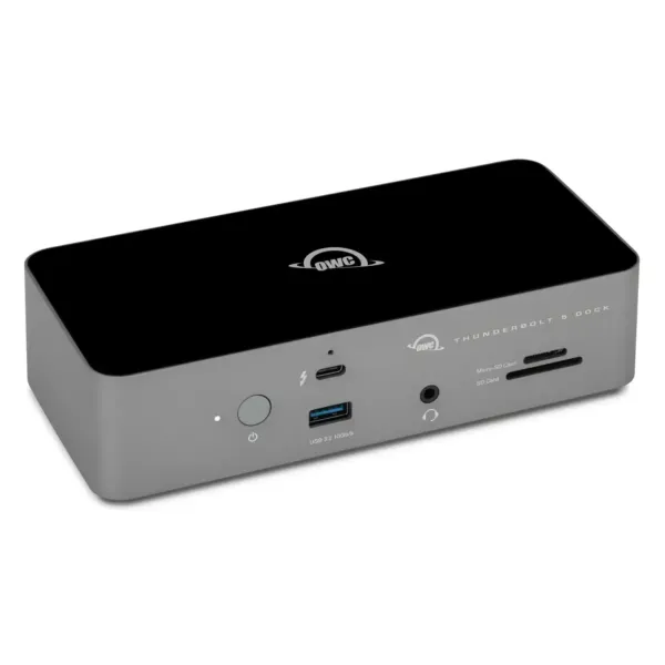 OWCTB5DOCK11P - OWC station d’accueil Thunderbolt 5 11 ports vue avant ports USB-C USB-A audio jack lecteur SD microSD bouton alimentation