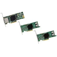 Broadcom 9207 série adaptateurs HBA SAS PCIe 3.0 6Gb/s vue des modèles 8i 8e et 4i4e