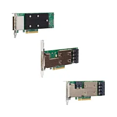 Broadcom 9305 série adaptateurs HBA SAS PCIe 3.0 12Gb/s vue des modèles 16e 16i et 24i