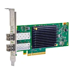 Carte HBA Broadcom Emulex LightPulse Gen 7 LPe36002 double port Fibre Channel 64Gb avec modules optiques LC SFP+ et dissipateur thermique