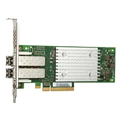 Carte HBA Marvell QLogic QLE2692 double port Fibre Channel 16Gb avec transceivers optiques SR, dissipateur thermique blanc et équerre pleine hauteur