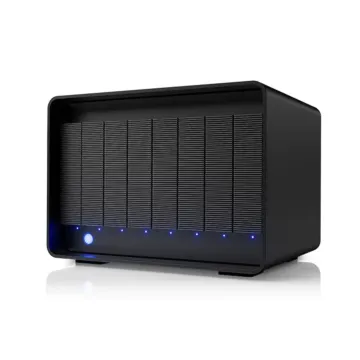 LaCie 8big Pro5 vue avant droite avec voyants LED bleus