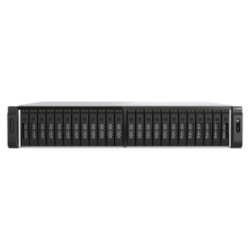 NAS QNAP TS-h3077AFU-R7-64G vue avant, 30 baies SSD SATA 2,5 pouces, rack 2U