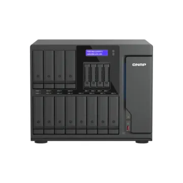 NAS QNAP TVS-AIh1688ATX-U9-48G face avant avec 12 baies 3.5 pouces et 4 emplacements 2.5 pouces NVMe