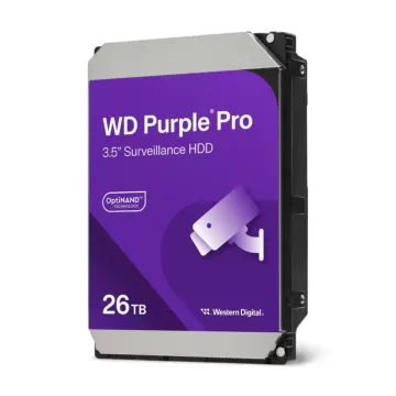 Gamme de disques durs professionnels Western Digital Purple Pro pour systèmes de surveillance intelligente, serveurs d'analyse vidéo et IA.