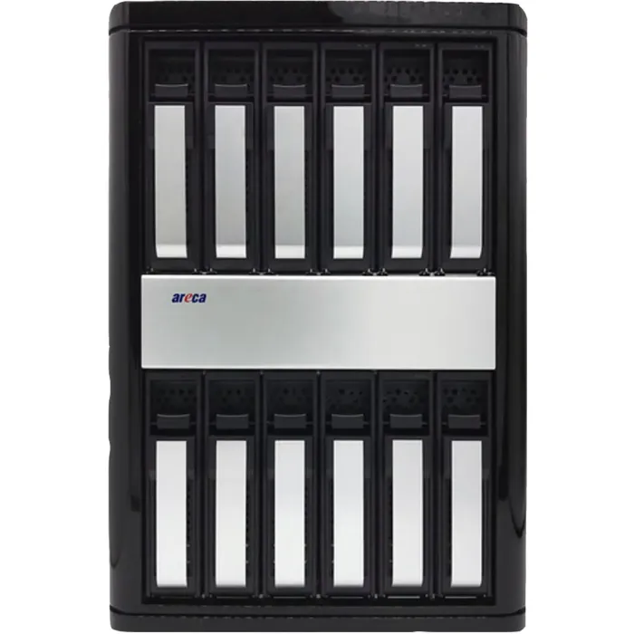 Boîtier RAID Areca ARC-8042-12 vue de face avec 12 baies SAS/SATA Boîtier RAID Areca ARC-8042-12 vue de face avec 12 baies SAS/SATA
