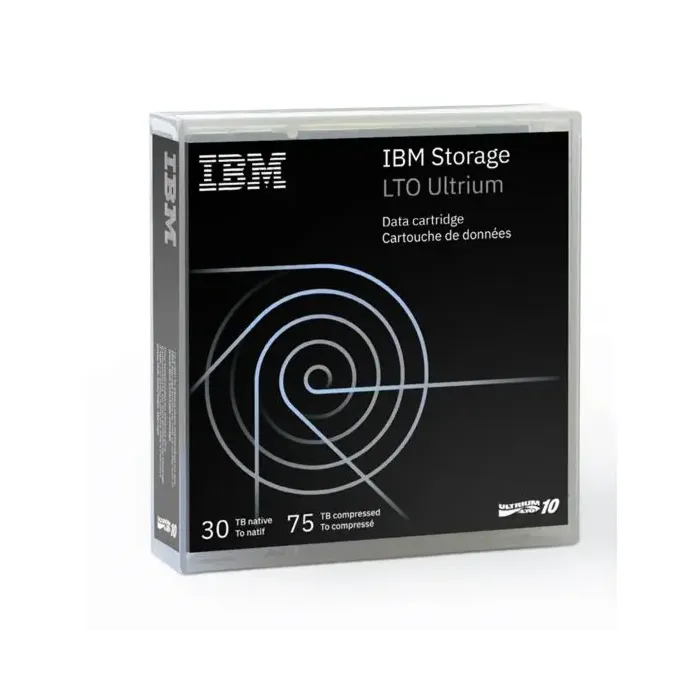 Cartouche IBM Storage LTO Ultrium 10 réinscriptible 30 To dans son boîtier