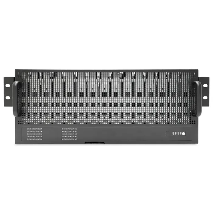 Vue avant du châssis JBOD AIC XJ1-40604-08 avec 60 baies 3.5" hot-swap au format 4U Vue avant du châssis JBOD AIC XJ1-40604-08 avec 60 baies 3.5" hot-swap au format 4U