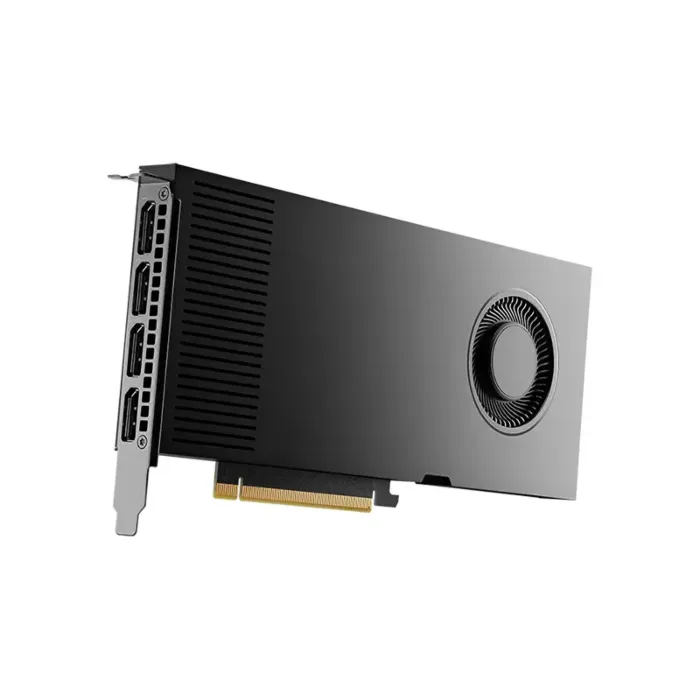 Carte PNY NVIDIA RTX 4000 Ada Generation vue 3/4 gauche avec 4 DisplayPort