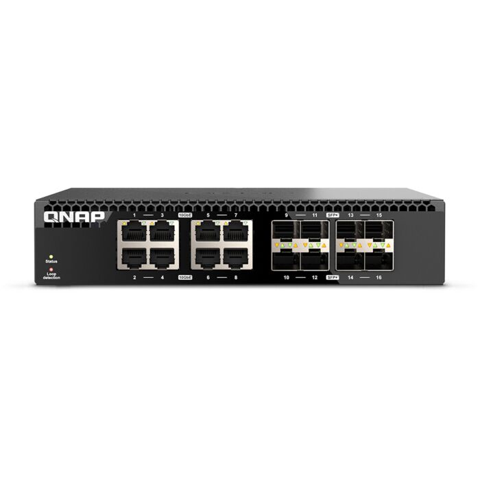 Switch QNAP QSW-3216R-8S8T 16 ports 10GbE SFP+ et RJ45, boîtier rackable 1U avec refroidissement intelligent