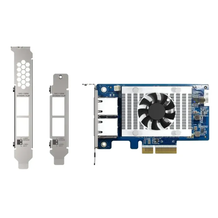 Carte réseau QNAP QXG-10G2T avec double port RJ45 10GbE et interface PCIe Gen3 x4