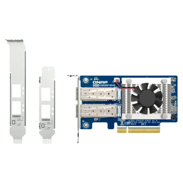 Carte réseau QNAP QXG-25G2SF-CX6 avec double port SFP28 25GbE et interface PCIe Gen4 x8