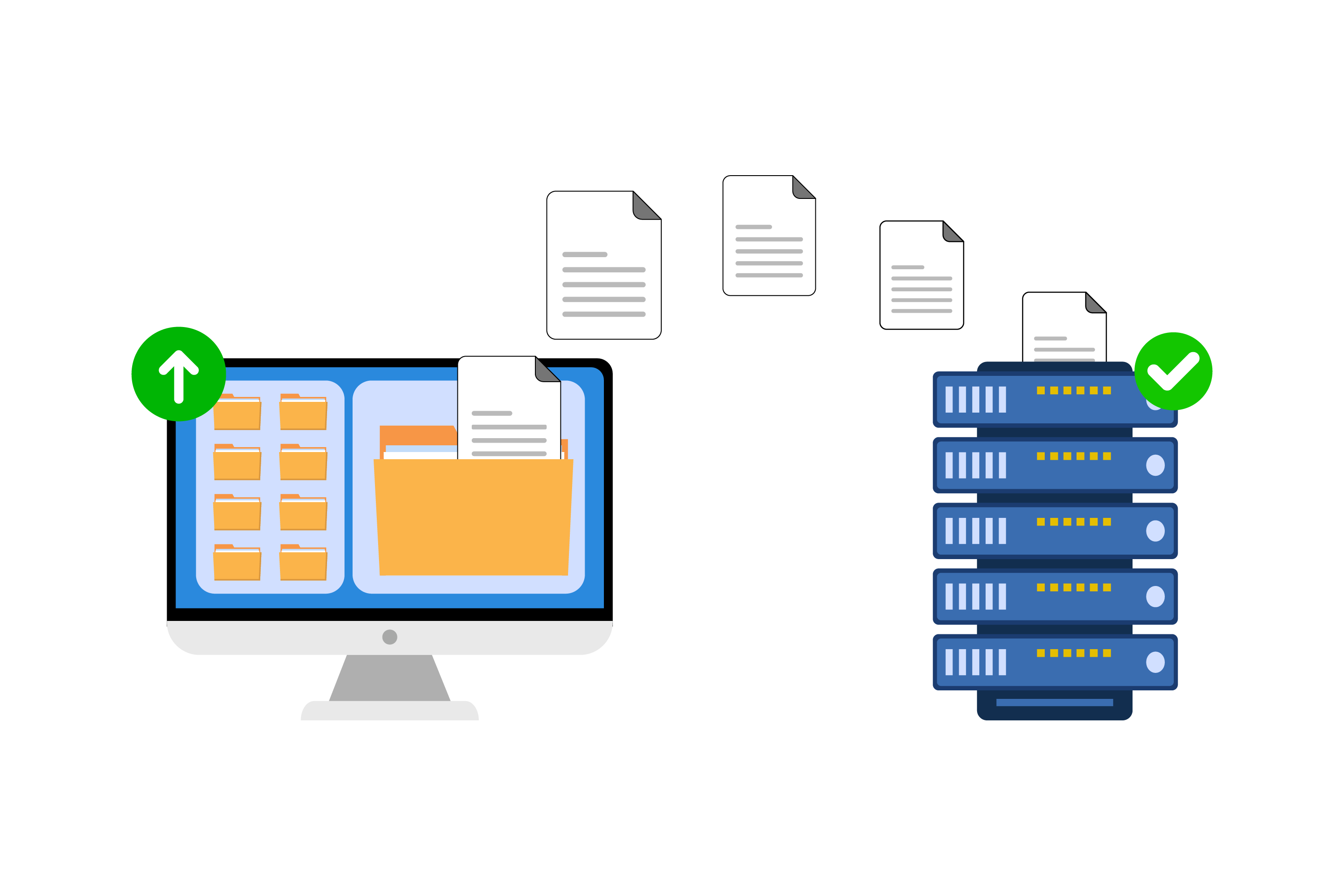 Illustration de la sauvegarde des données d’un poste vers un serveur de stockage centralisé