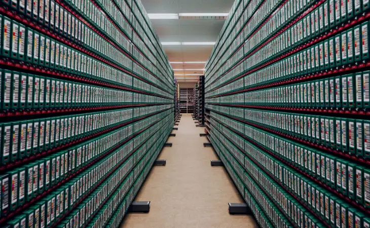 Salle de stockage de bandes LTO illustrant les contraintes opérationnelles et logistiques d’un Air Gap physique