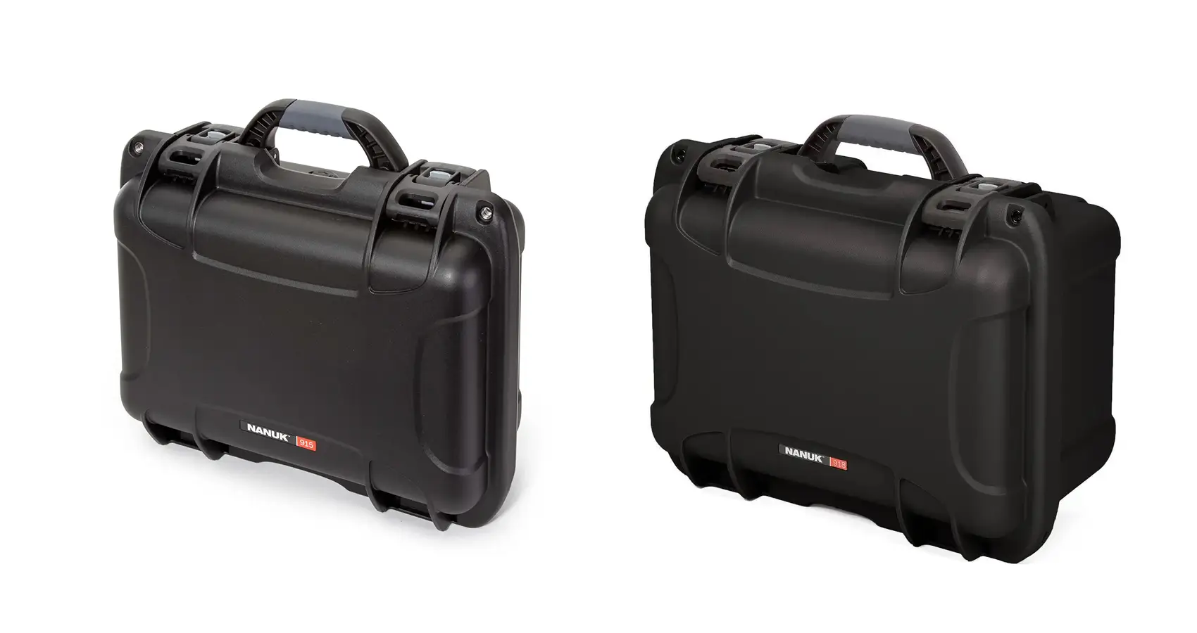 Valises de protection NANUK 915 et 918 vues de trois-quarts