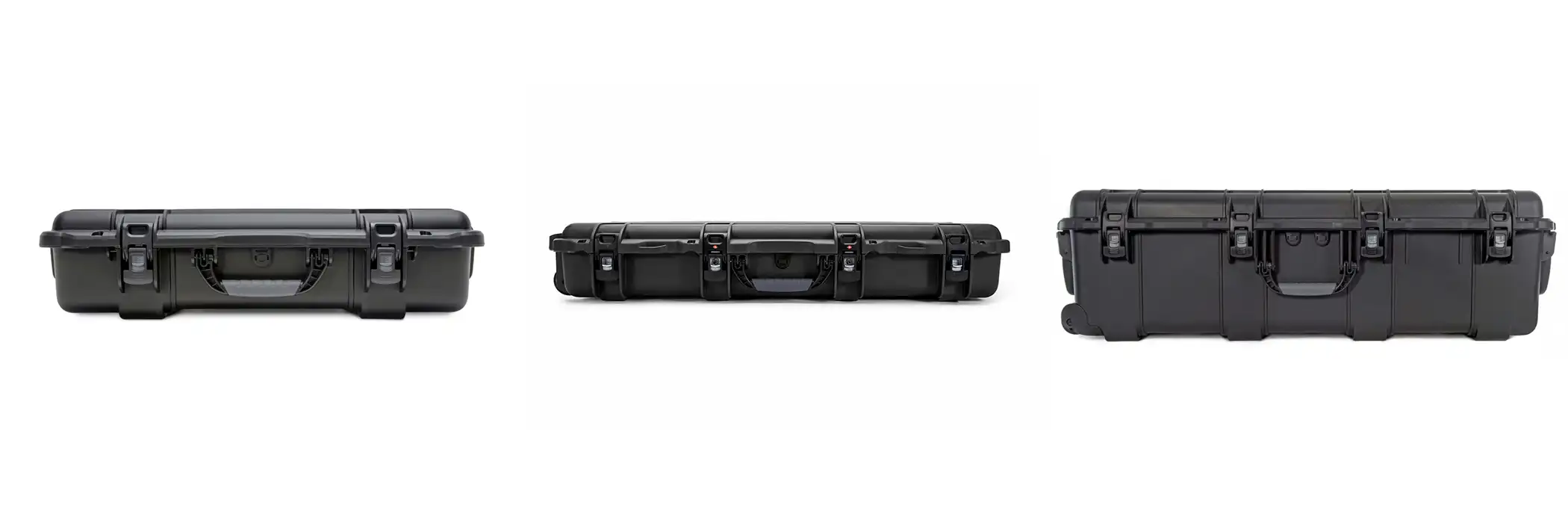 Valises de protection Nanuk 980, 985 et 988 noires vue de 3/4